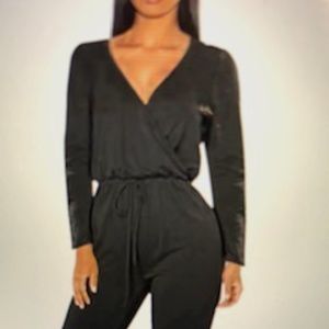 Long sleeve V neck jumpsuit